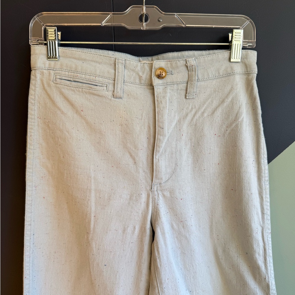 Madewell Emmett Cropped Wide Leg Pants, Light Blue Speckled Canvas, Sz 25, VGUC - Picture 4 of 16
